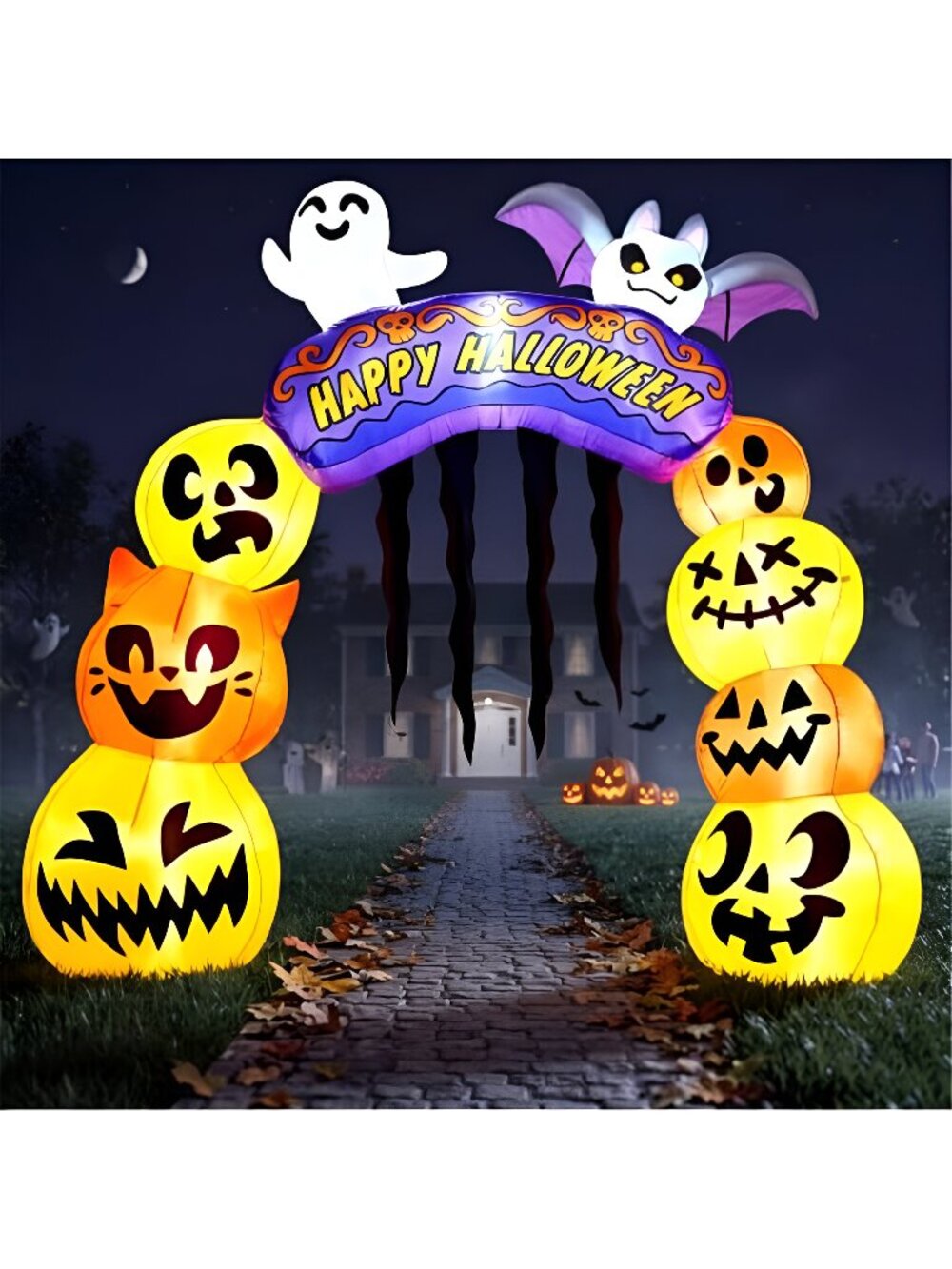 10FT Tall Halloween Inflatable Pumpkin Archway Decoration with Built-in